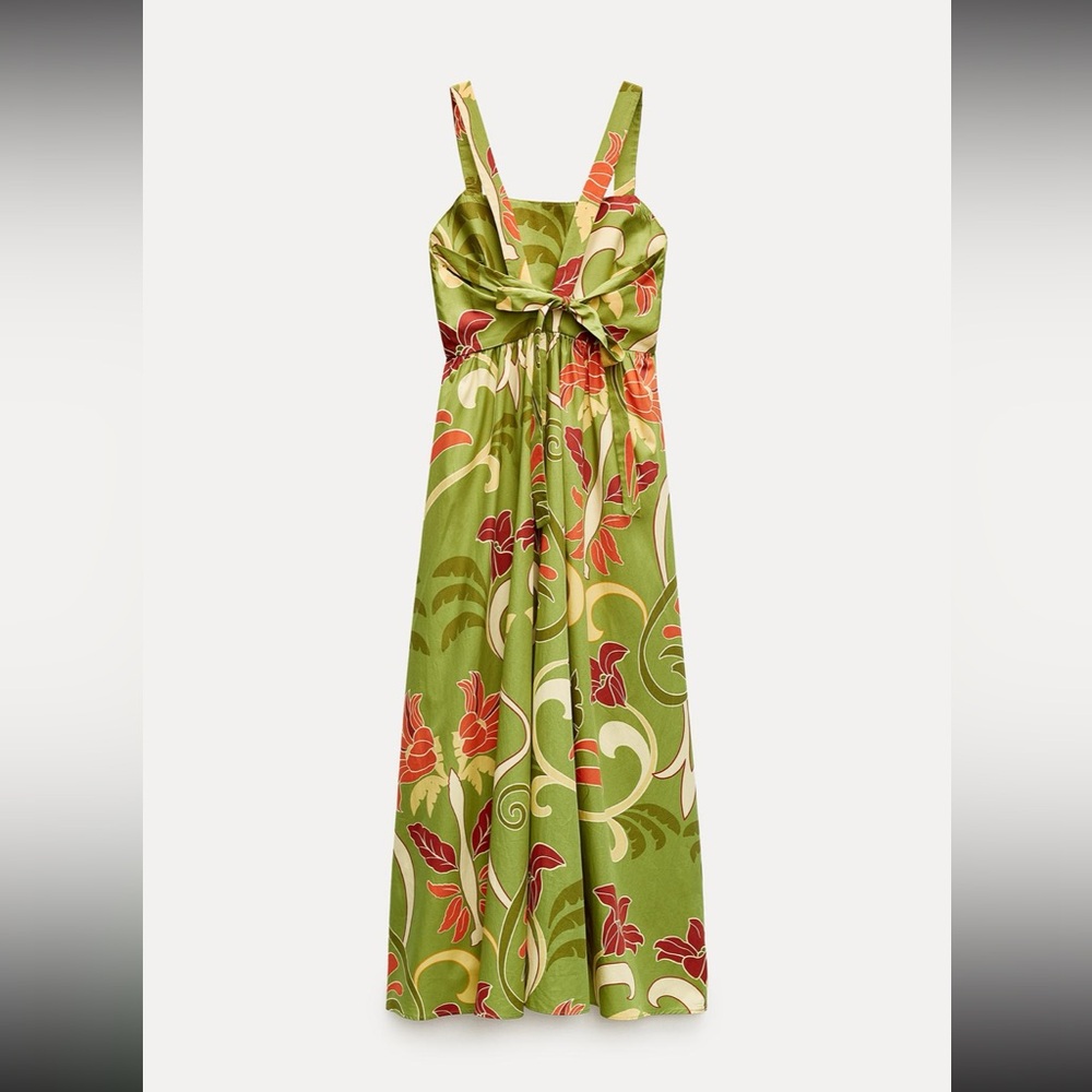 Zara limited edition printed bohemian cotton midi dress - Picture 6 of 10